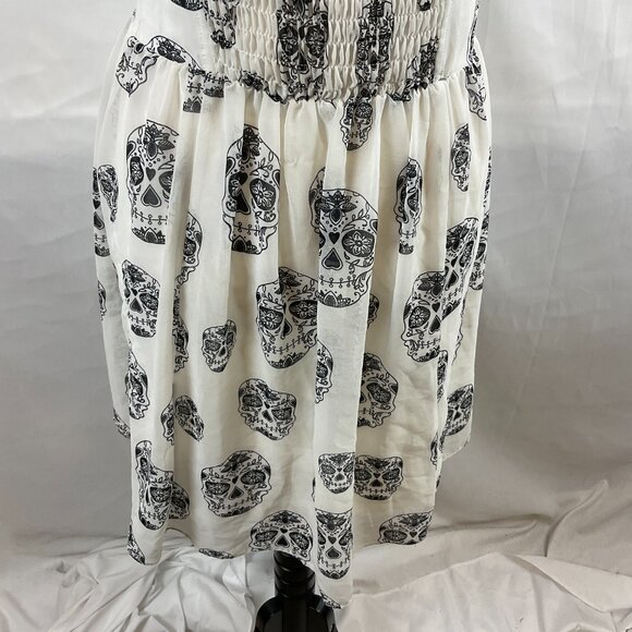 Royal Bones Daang Goodman Slip Dress M Black White Sugar Skull Print Lace-Up - Picture 11 of 12